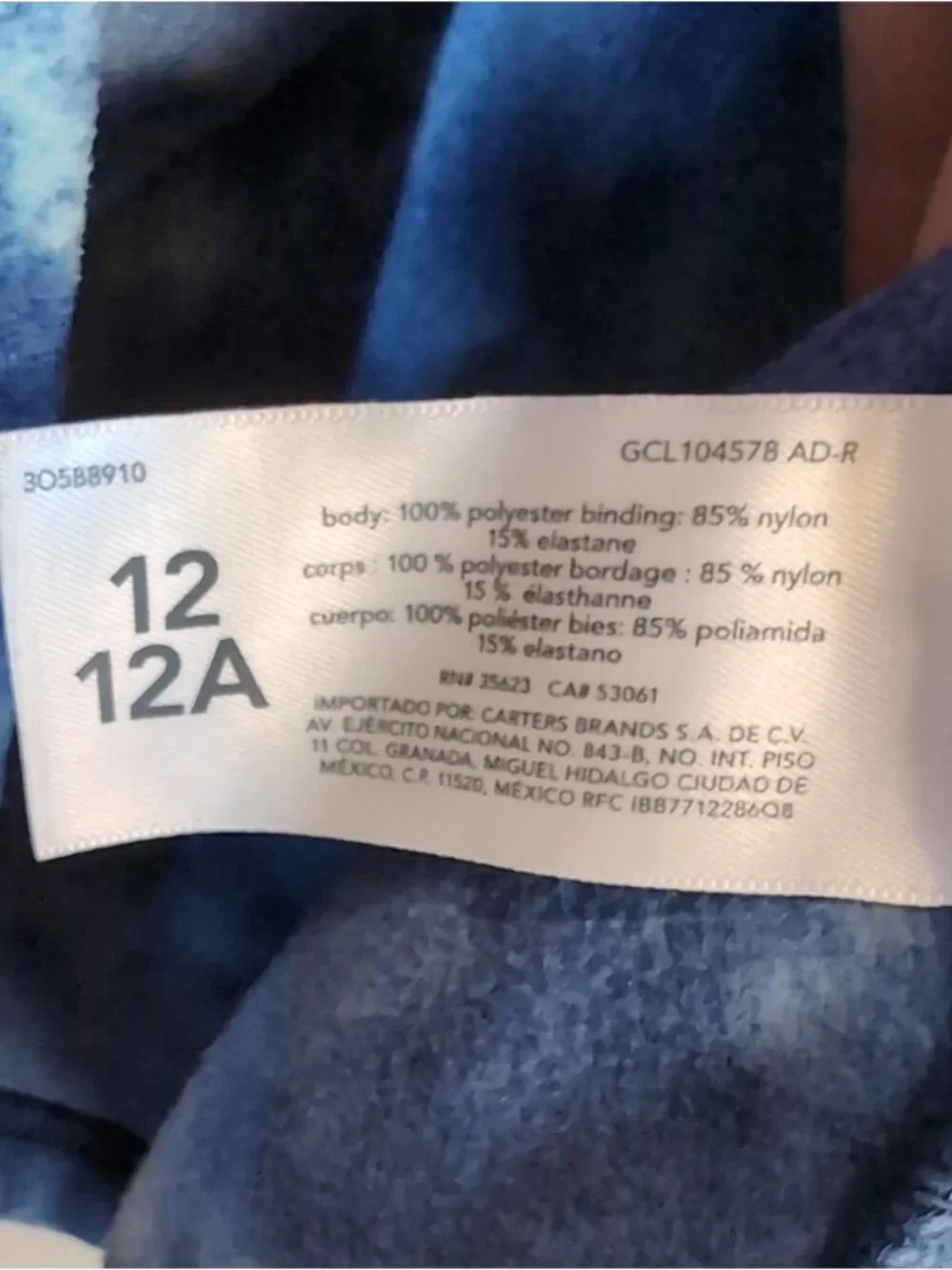 OshKosh Bgosh Boys Blue Tie Dye Fleece Jacket Size 12 Full Zip Mock Neck Sweater